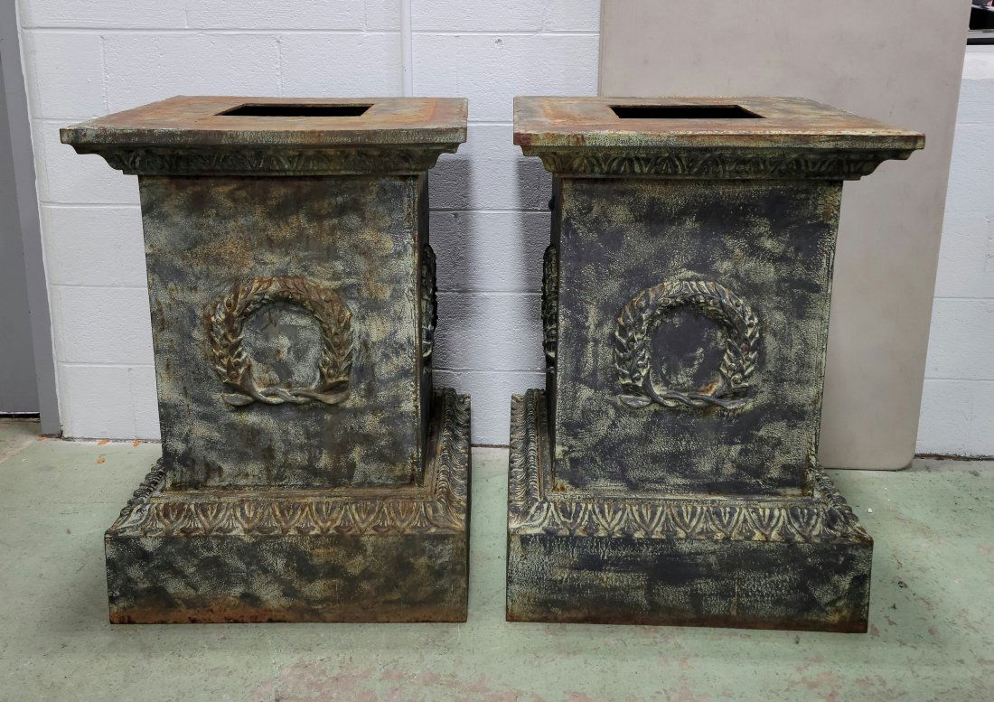 Pair Of Large Cast Iron Bases: 34"H, 25"W, 25"D