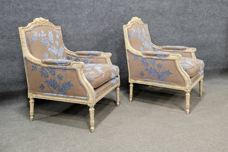 Lewis Mittman Louis XV Style Chairs: 41.25"H, 27.50"W, 32"D, 19.50"SH