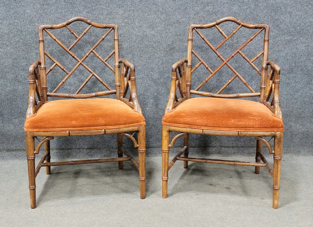 Pair Of Faux Bamboo Arm Chairs (1 of 5)