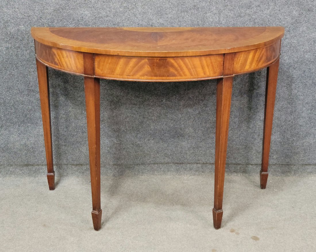 Inlaid Demi Lune Console: 32"H, 45"W, 19"D