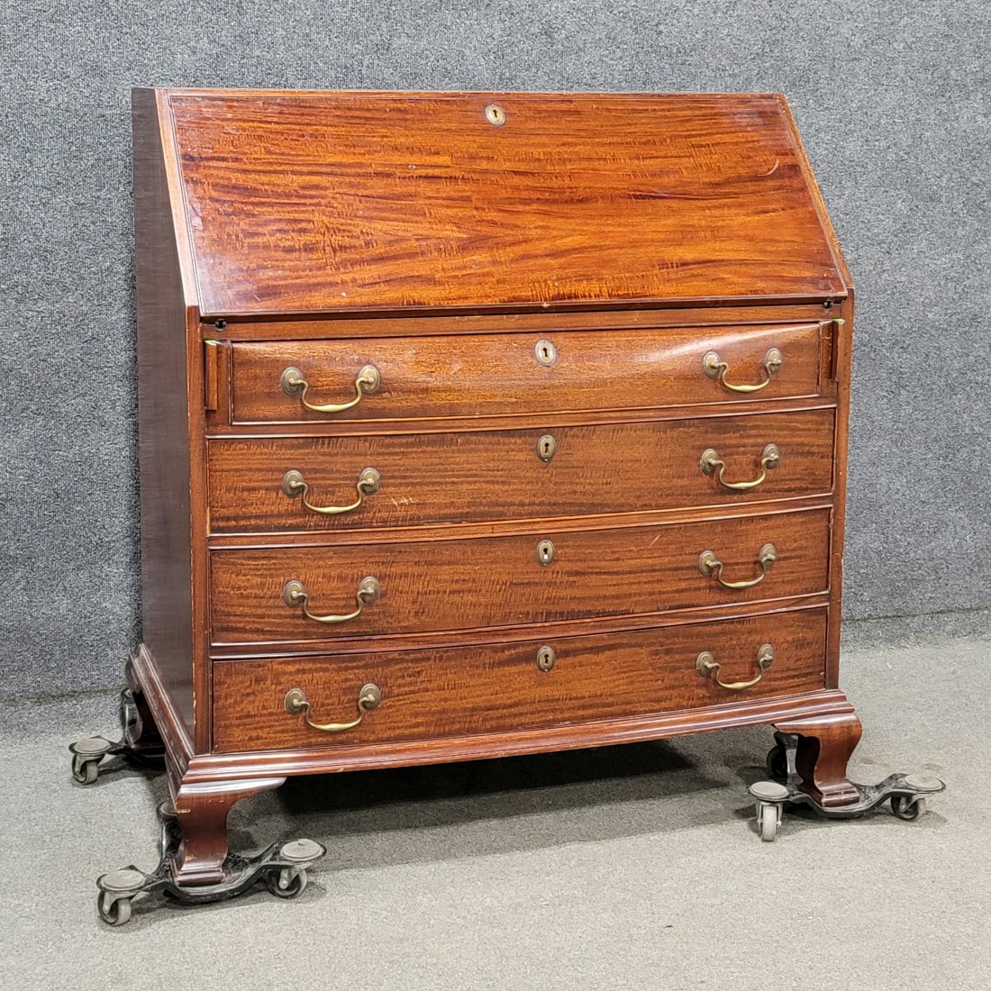 William F. Wholey Mahogany Slant Front Desk: 41"H, 40"W, 22"D
