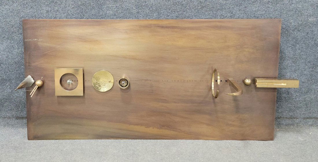 Large Wood Bronze Slab Sculpture By Xavier Corbero: 26.50"H, 57.75"W, 11.50"D