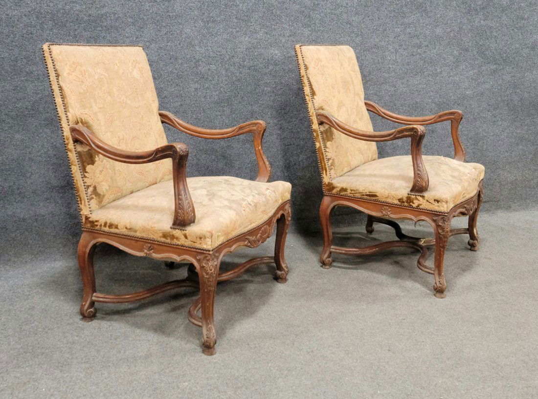 Pair Of 19th Century Georgian Style Open Arm Chairs (1 of 6)