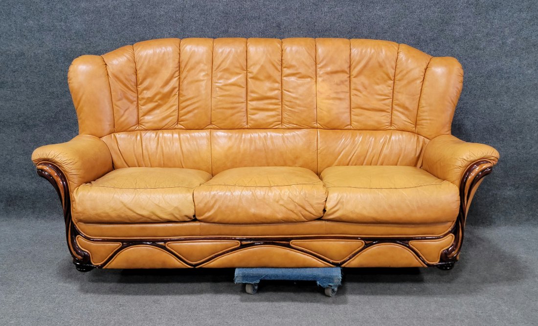 Leather Sofa: 40"H, 81"W, 36"D, 15"SH