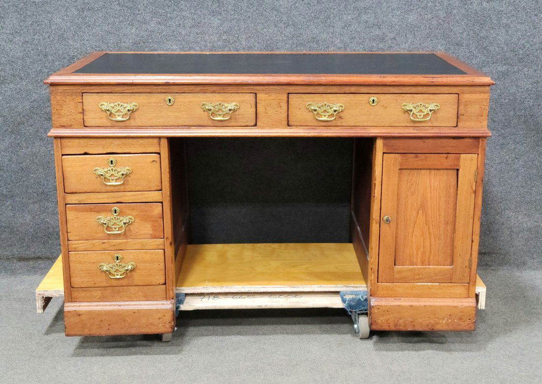 Antique Pine Leather Top Desk (1 of 5)