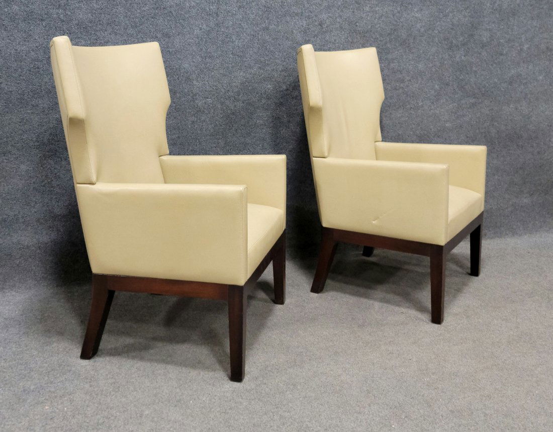 Pair Of Leather Hollywood Regency Chairs ($12000 New) (1 of 5)
