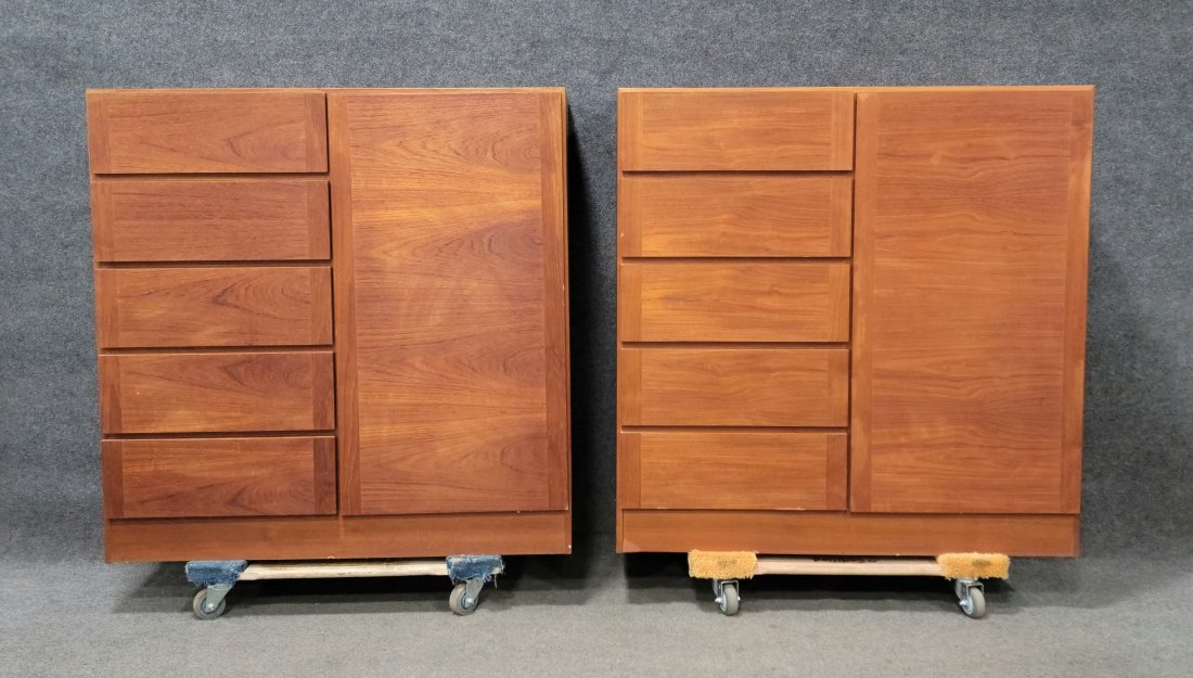 Pair Of Made In Denmark Teak Wardrobes: 46"H, 45.50"W, 18"D