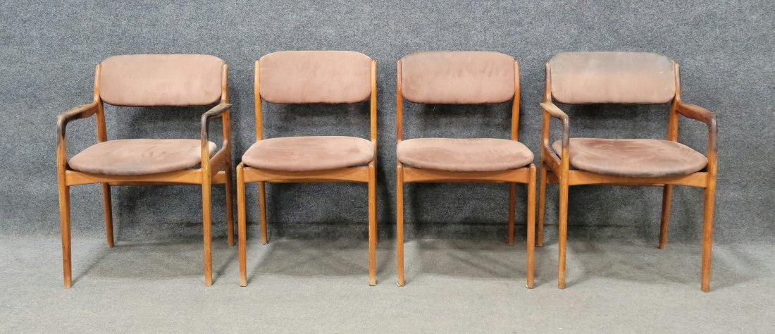 4 Mid Century Dining Chairs: Arms - 31"H, 22.50"W, 22.50"D, 17"SH | Sides - 31"H, 19"W, 22.50"D, 17"SH