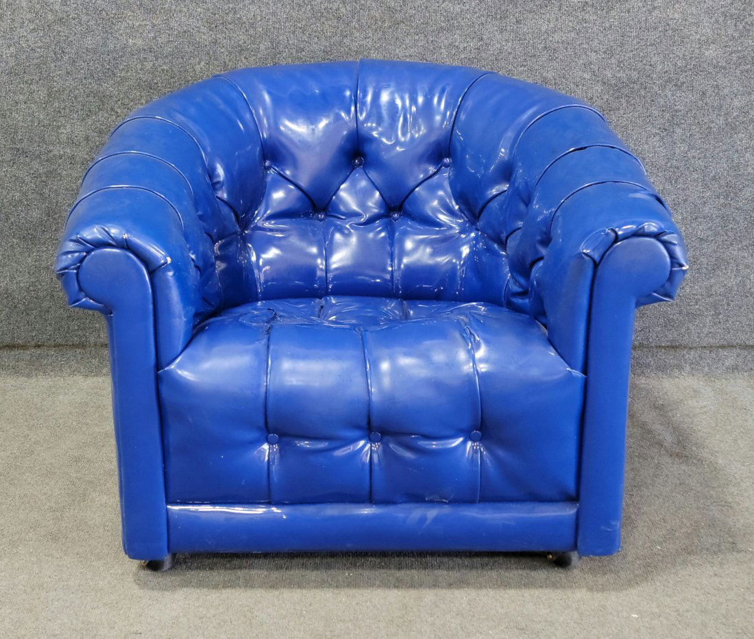 Blue Tufted Leather Chair (1 of 5)