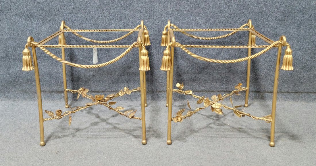Pair Of Italian Tassel End Tables: 22.50"H, 25"W, 24"D