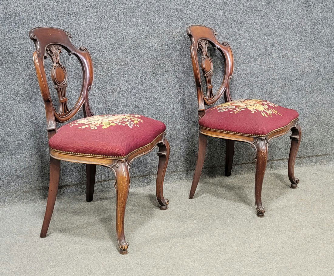 Pair Of Inlaid Continental Side Chairs (1 of 5)