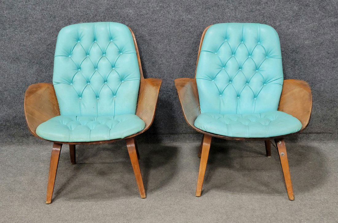 Pair Of Mid Century Plycraft Chairs: 32"H, 28.75"W, 28.75"D, 15"SH