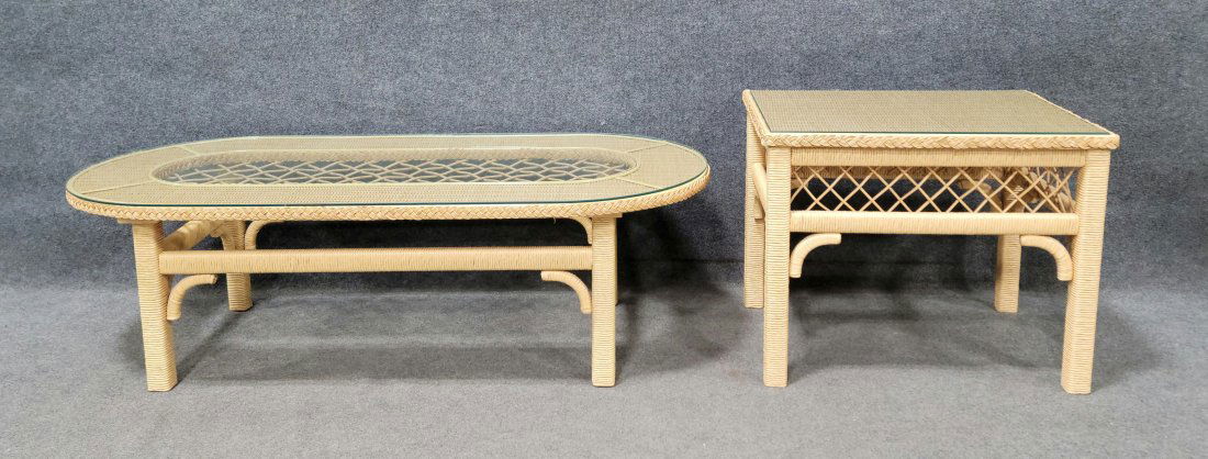 Wicker Coffee Table And End Table (1 of 3)