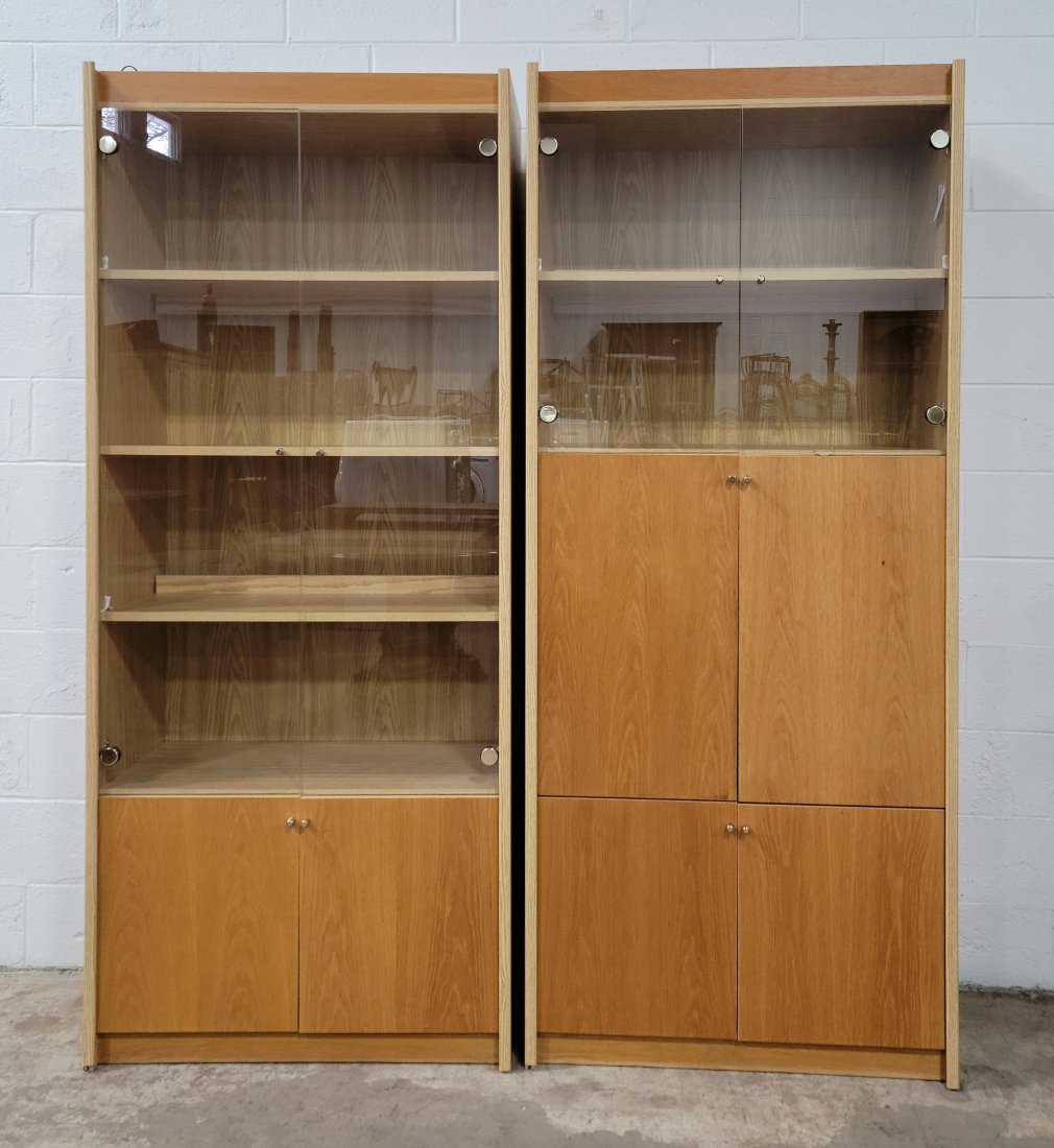 Two Mid Century Cabinets: 80"H, 34"W, 19.50"D