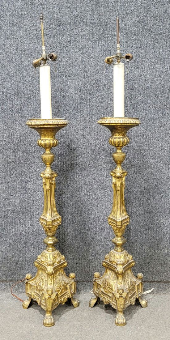 Pair Of Large Brass Candle Sticks (1 of 3)