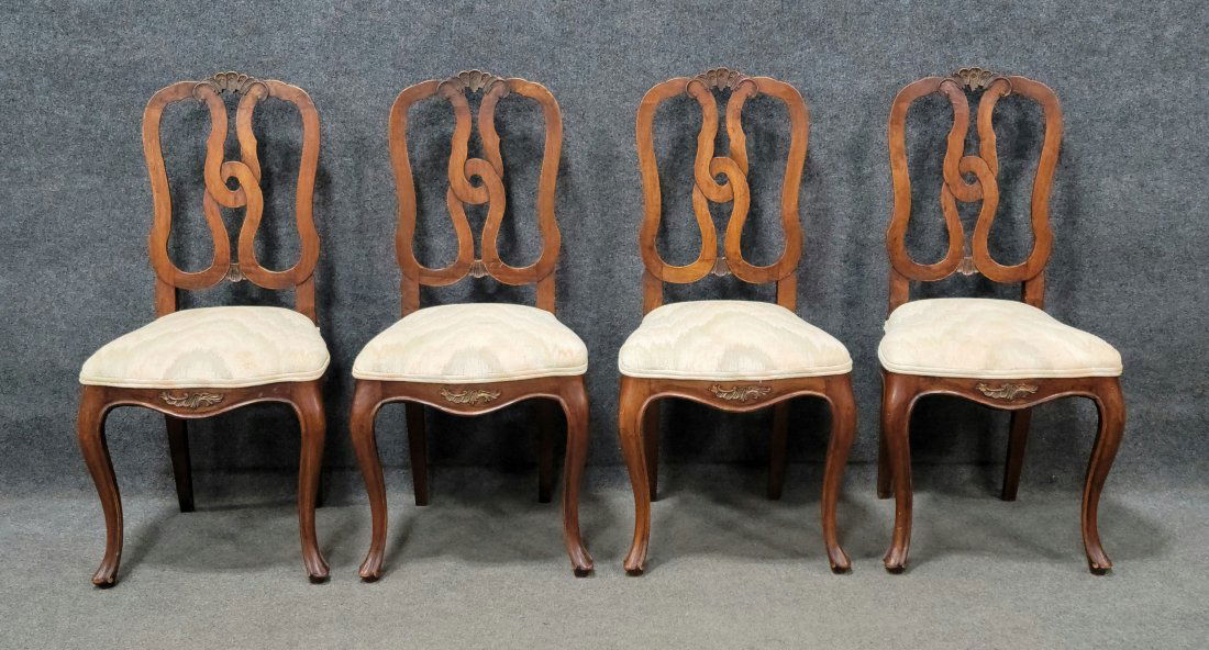 4 Country French Antique Chairs: 39.75"H, 19"W, 19"D, 19"SH