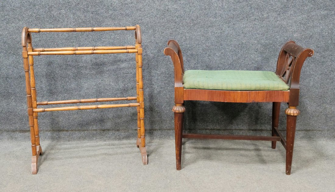 Vanity Bench And Towel Rack: -
