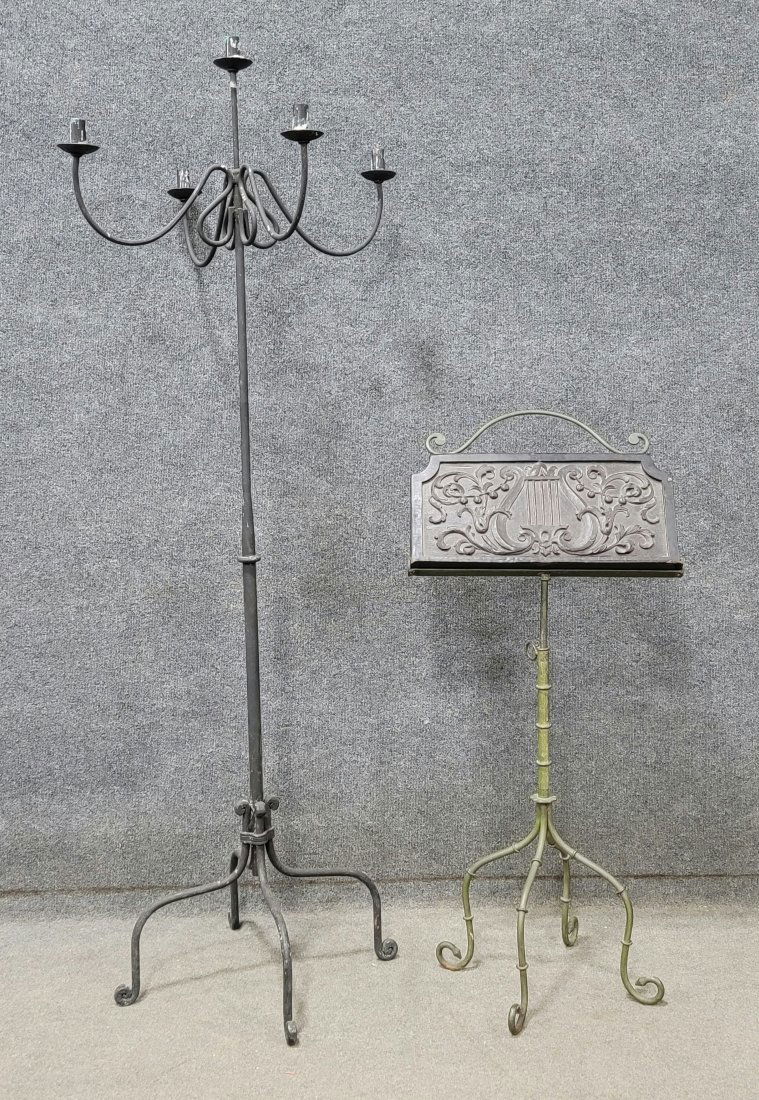 Antique Candle Stand And Music Stand (1 of 1)