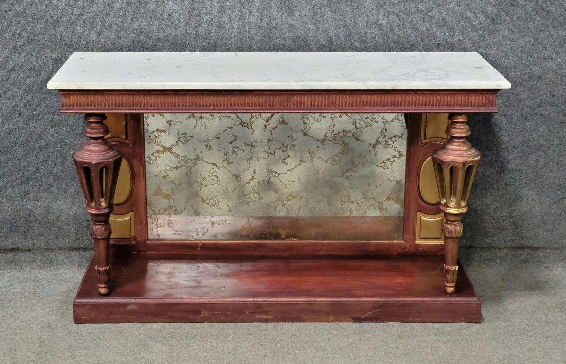 Marble Top Regency Pier Table With Smoke Glass (1 of 5)