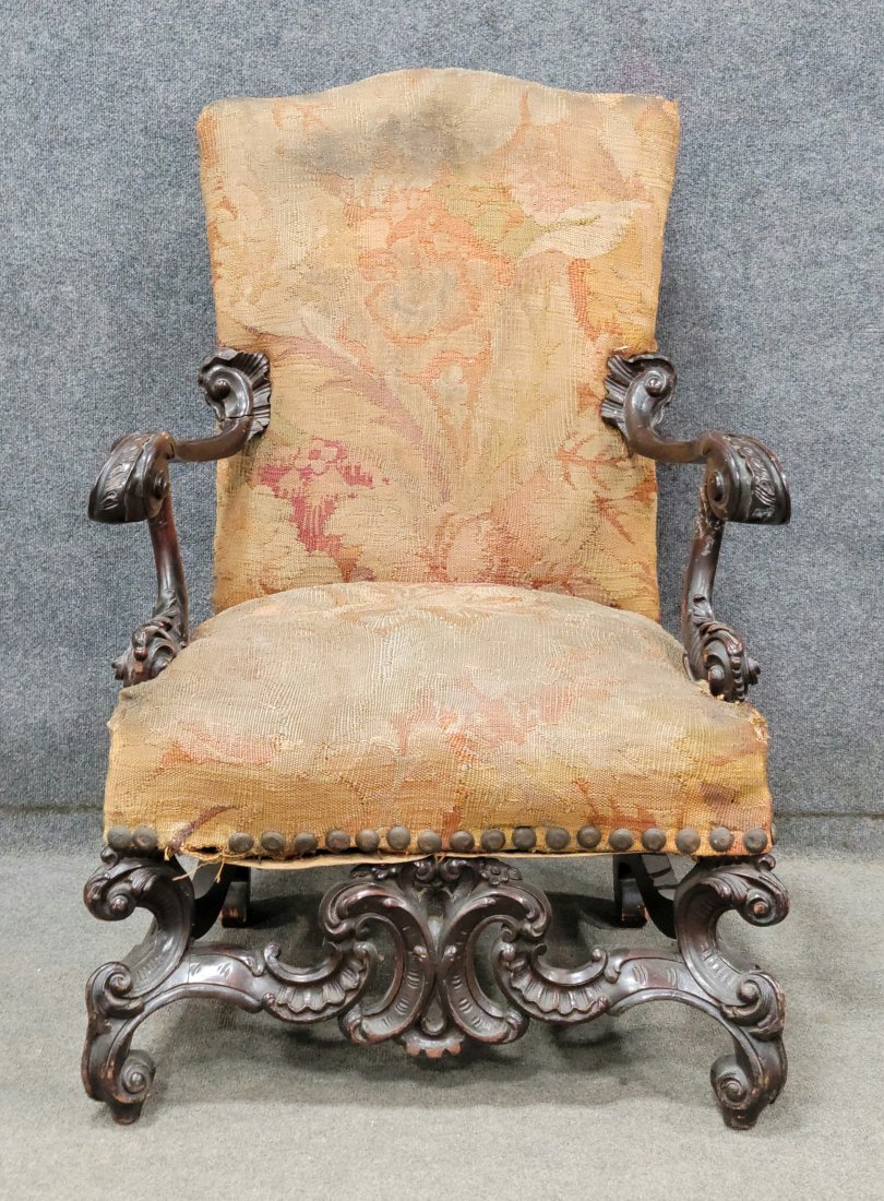 19th Century Carved Baroque Throne Chair (1 of 8)