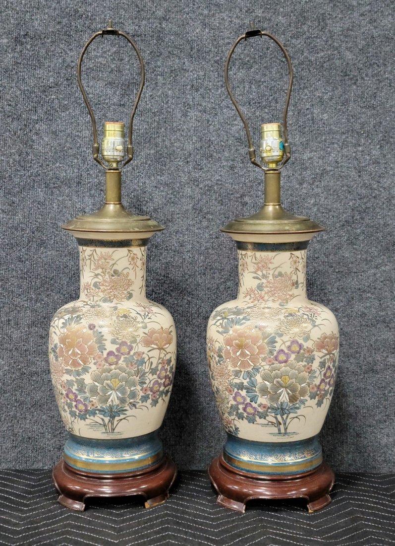 Pair Of Quality Porcelain Lamps: 24.50"H, 8"Diameter