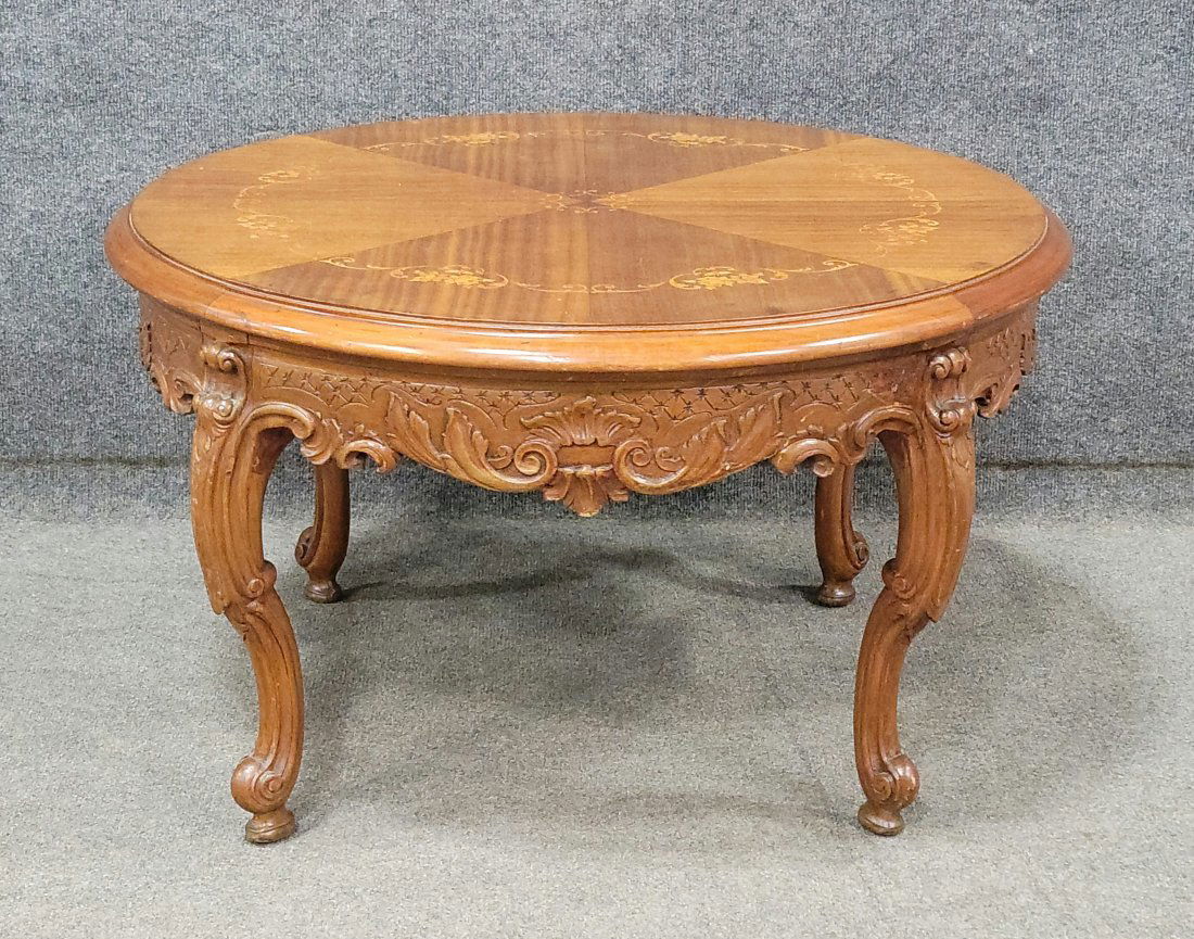 Inlaid French Carved Coffee Table (1 of 4)