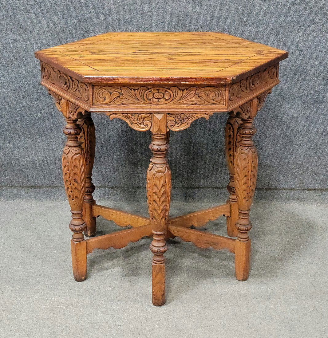 Antique Oak Octagon Table (1 of 4)
