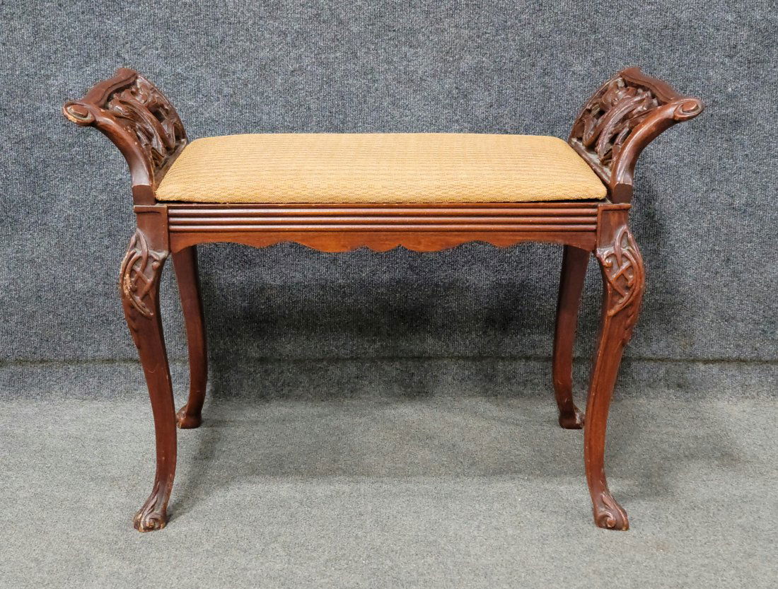 Mahogany Carved Vanity Bench (1 of 4)