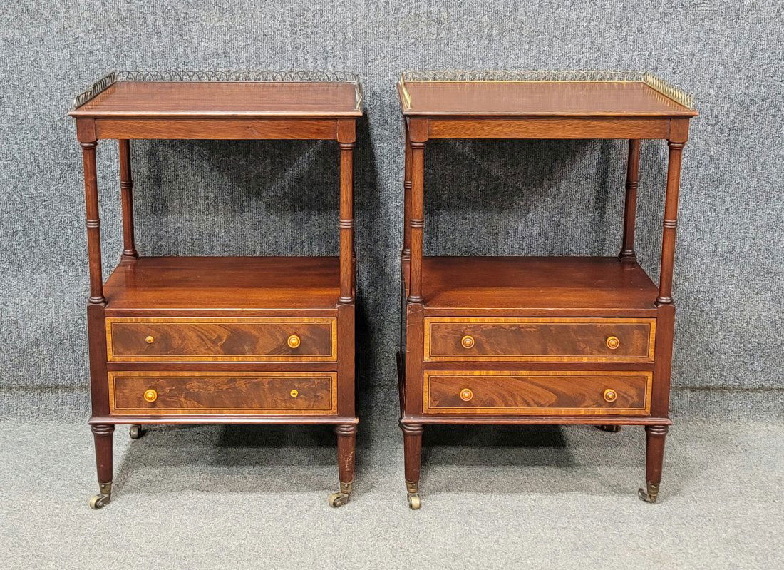 Pair Of Baker Banded Nightstands (1 of 4)