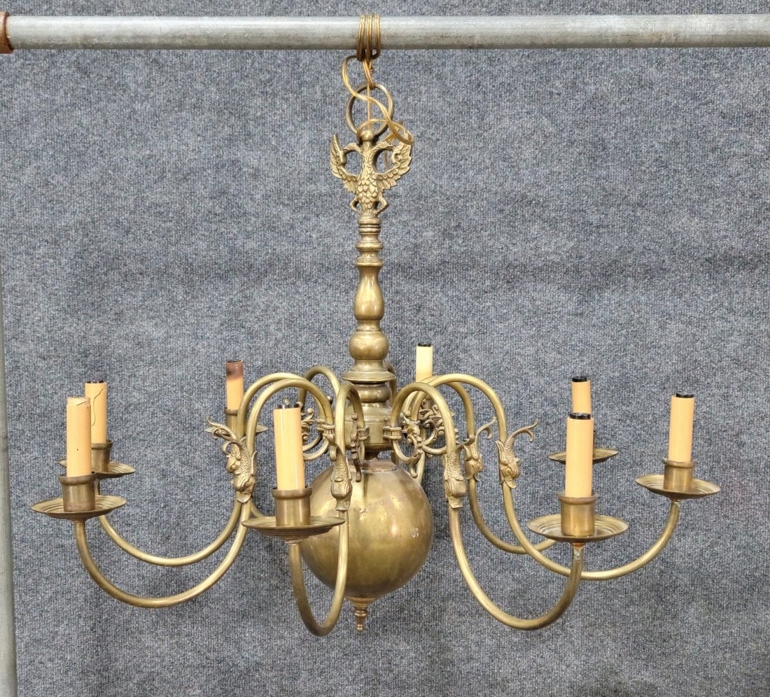 Brass Williamsburg Chandelier: 22"H, 29"Diameter