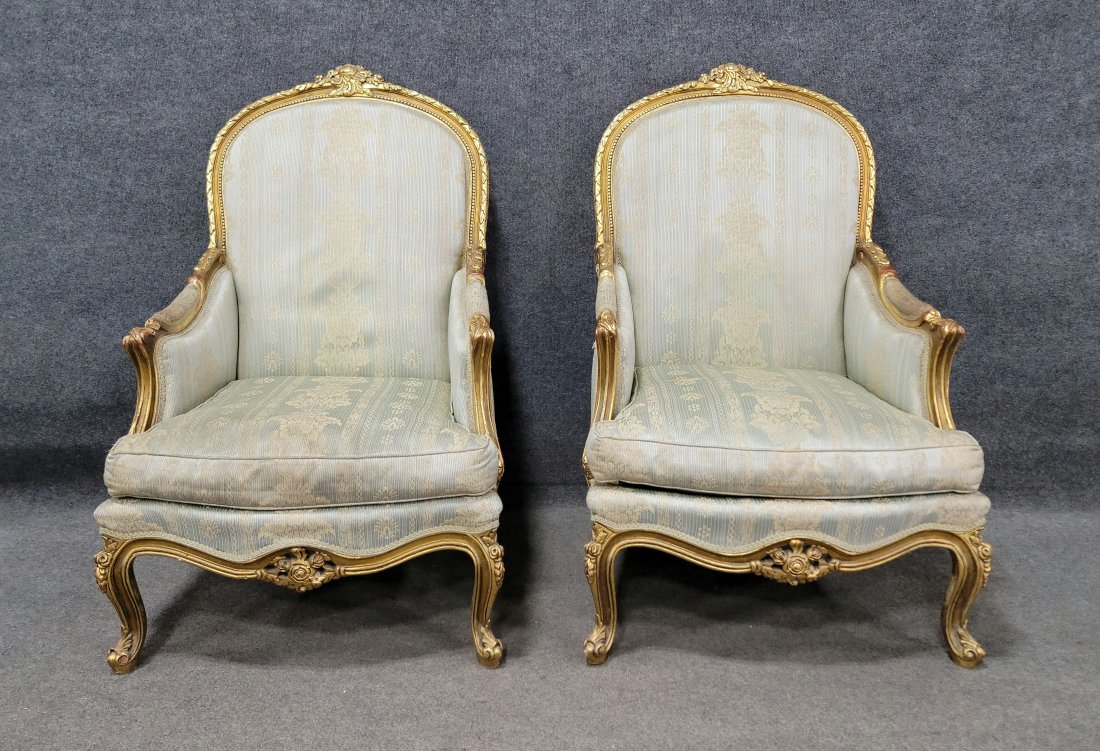 Pair Of French Gilt Oversized Bergeres (1 of 5)