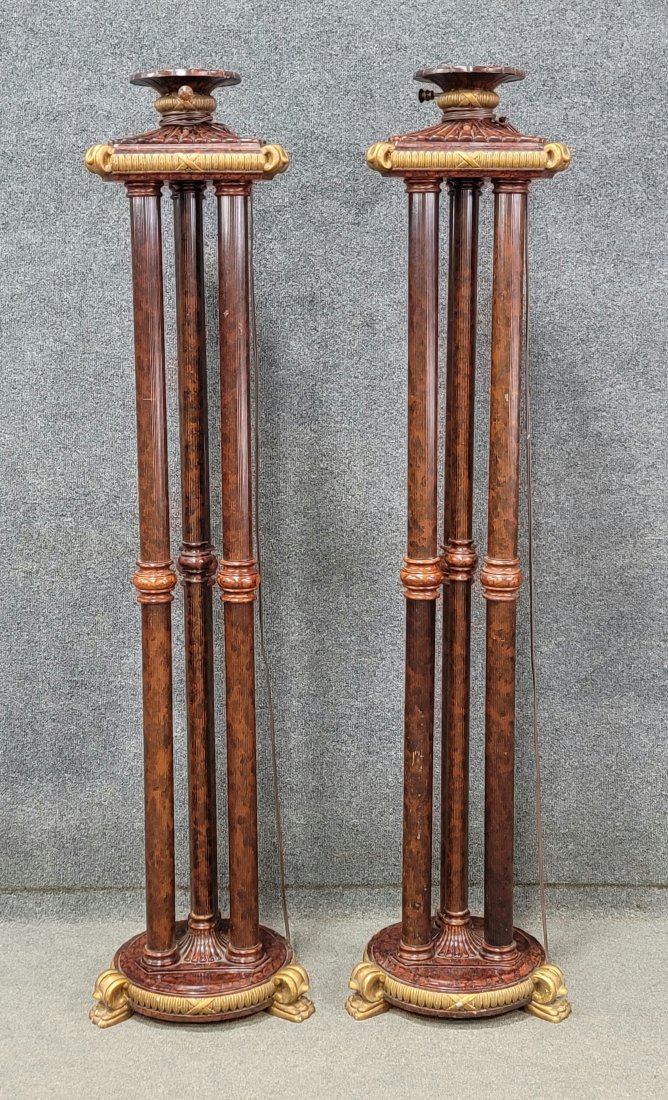 Pair Of Maitland Smith Torchere Lamps: 62.50"H, 16"W, 15"D