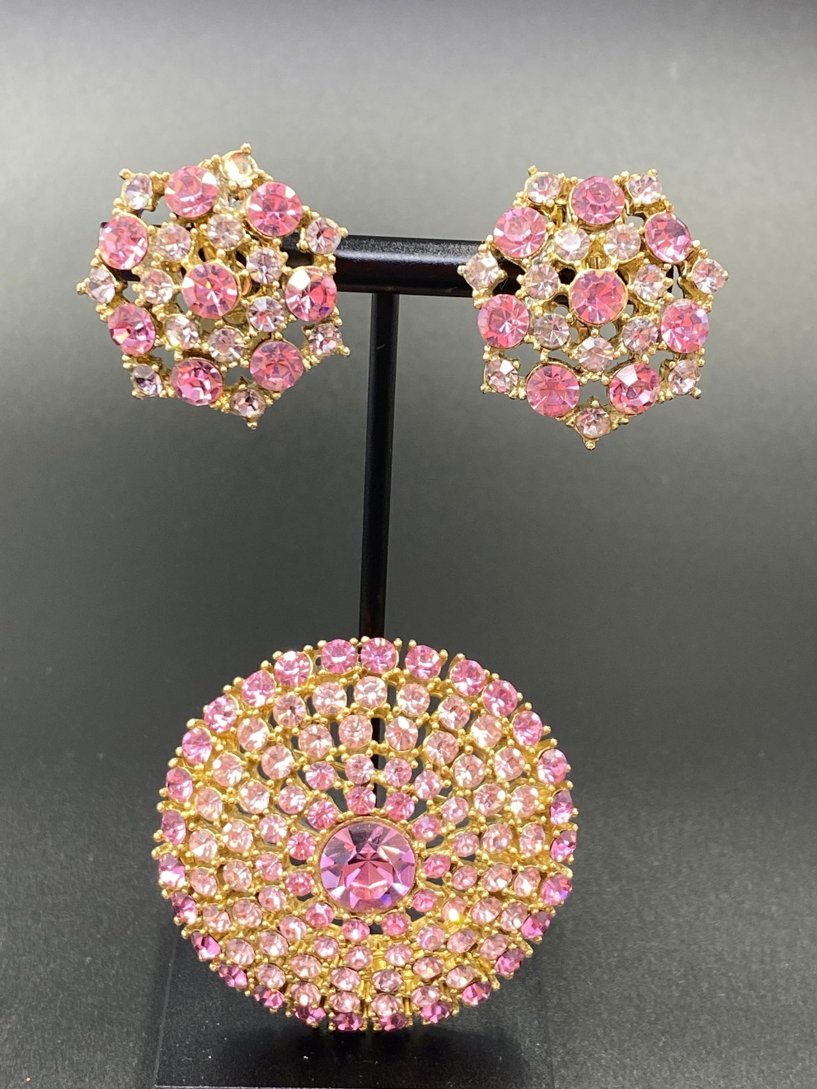 Signed WEISS Brooch & Earrings (1 of 7)