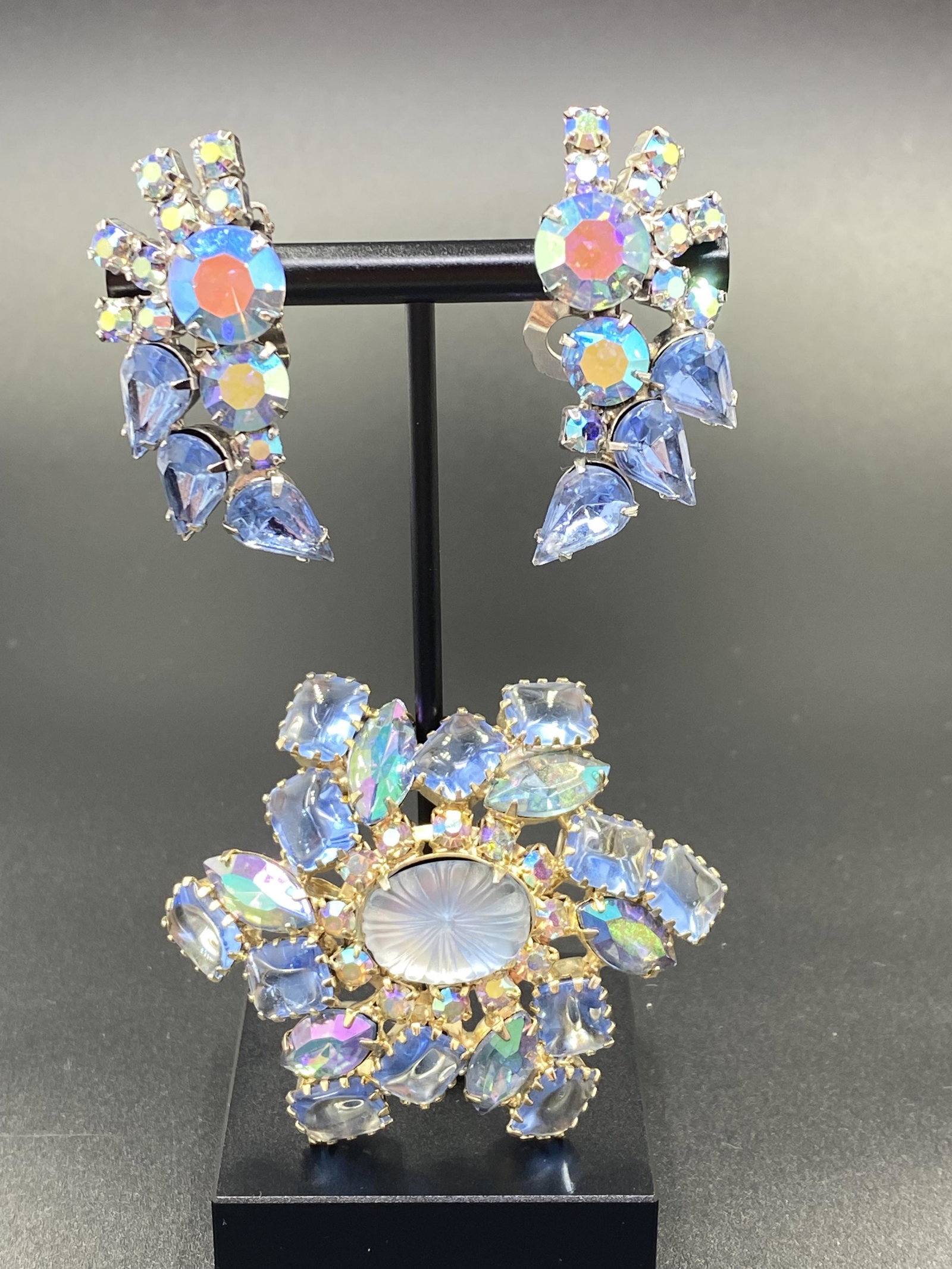Vintage AB Brooch & Earrings: For exact dimensions please refer to the attached dimensions sheet.