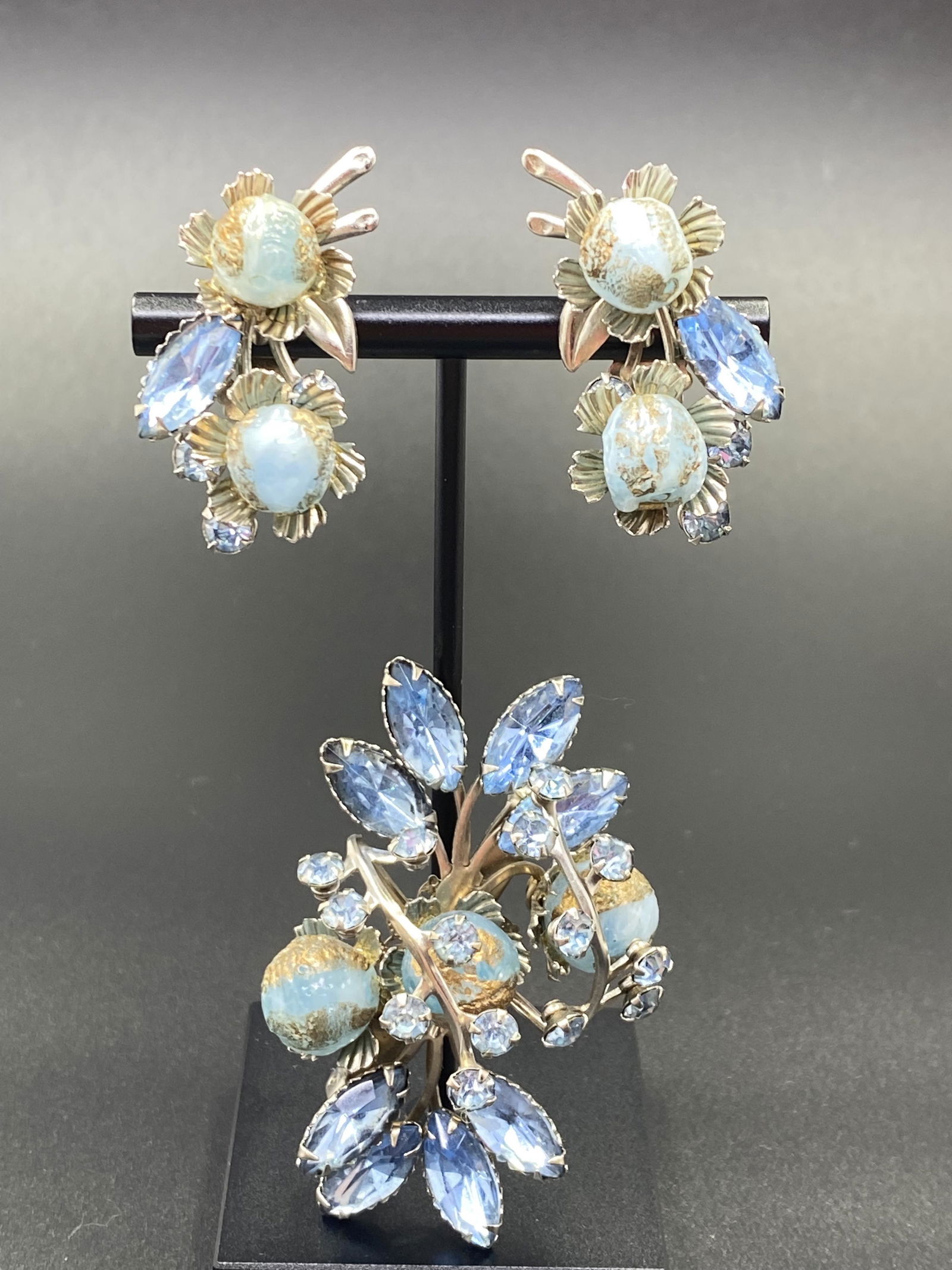 Vintage Brooch & Earrings AB Crystals (1 of 6)