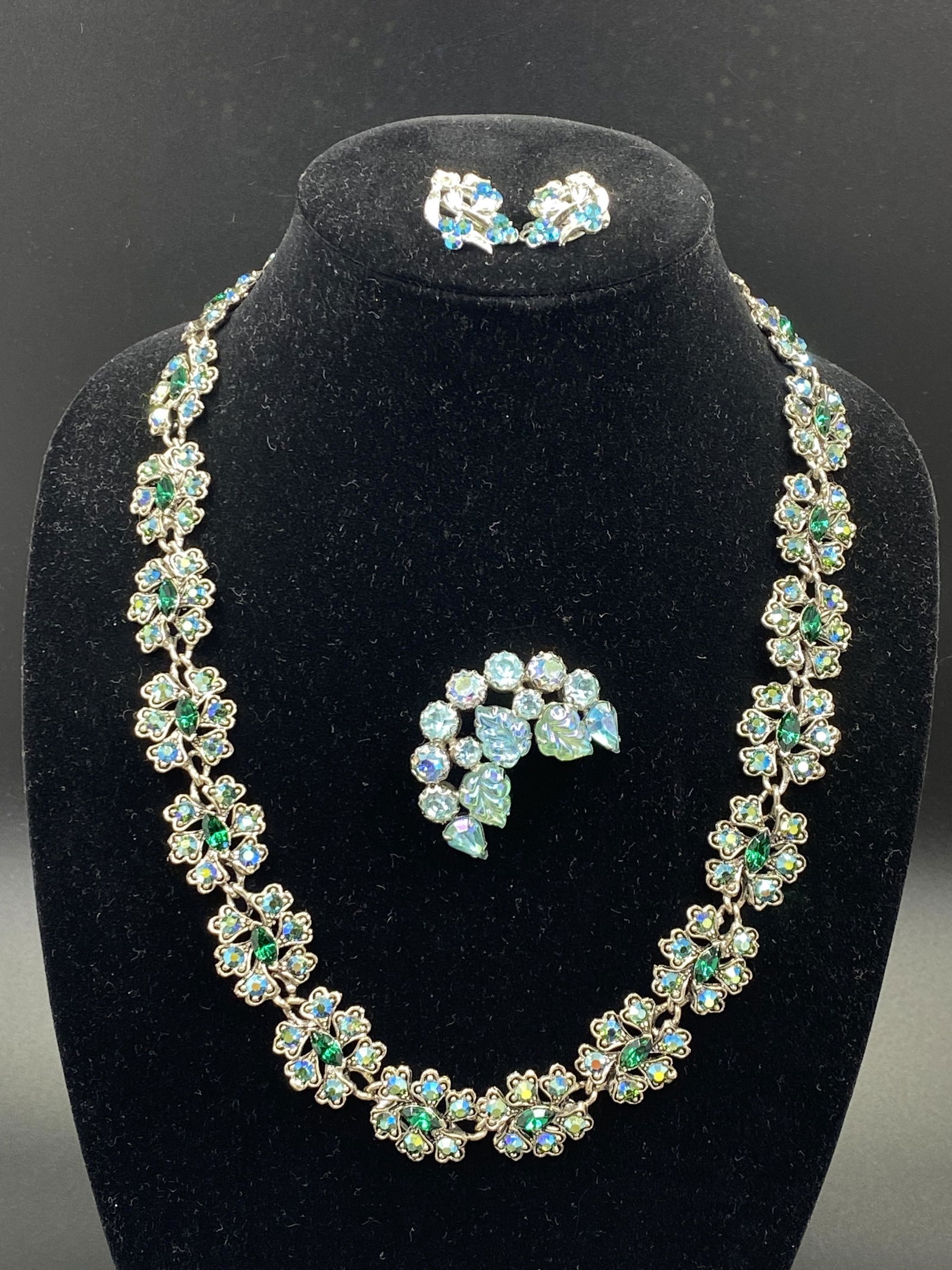 Signed WEISS Necklace WEISS Brooch & Earrings (1 of 9)