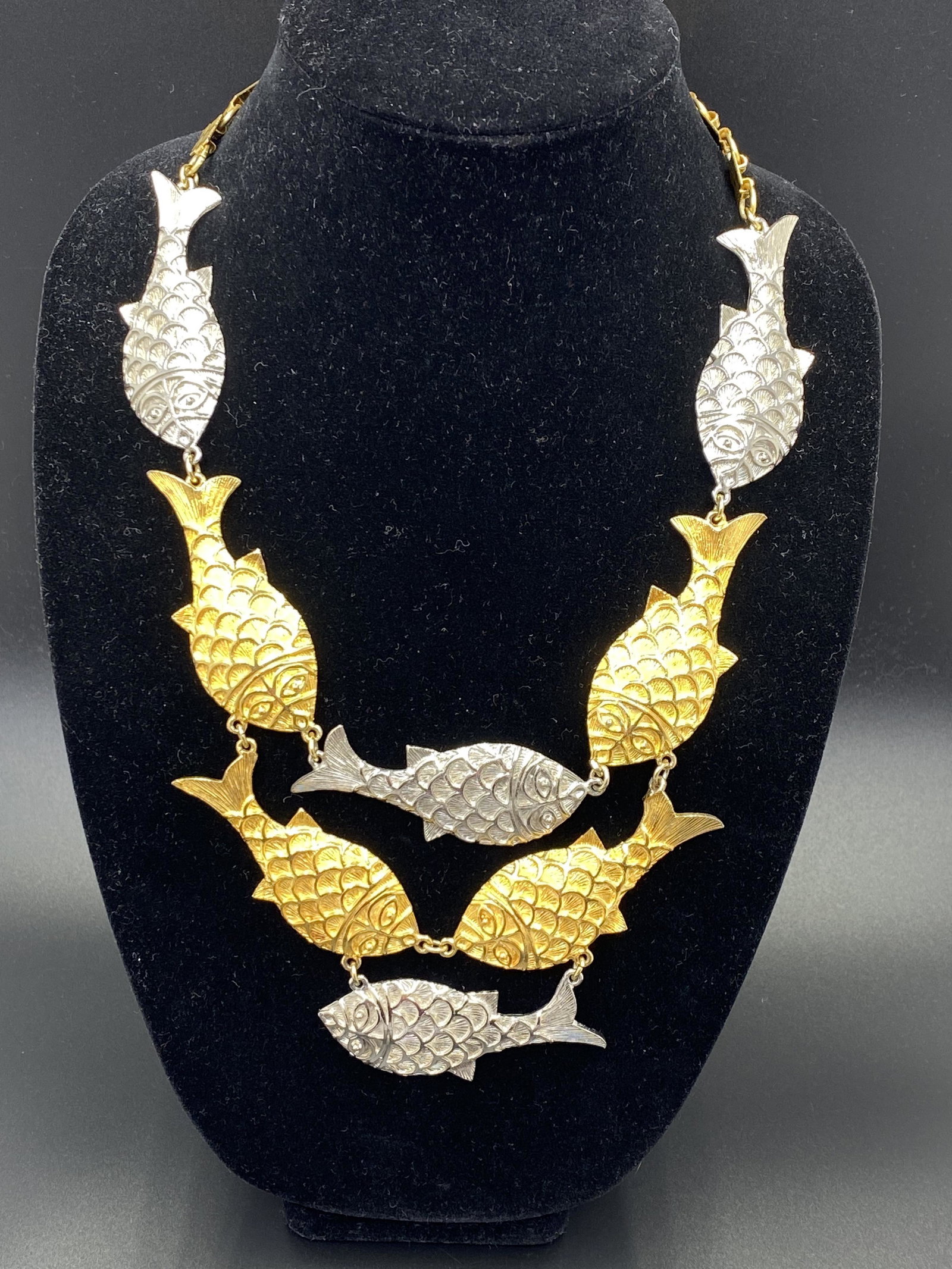 Signed PAULINE RADER Fish Necklace: For exact dimensions please refer to the attached dimensions sheet.