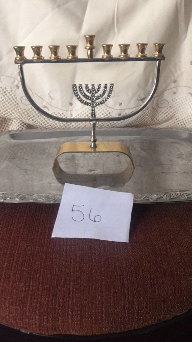 Silver and Gold Plated Hanukiah / Menorah For Candles (1 of 1)