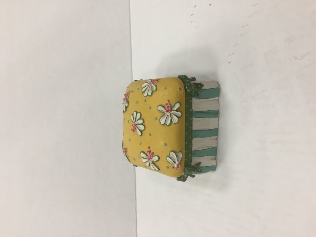Mini vintage Yellow and Green Trinket -Keepsake Box (1 of 2)