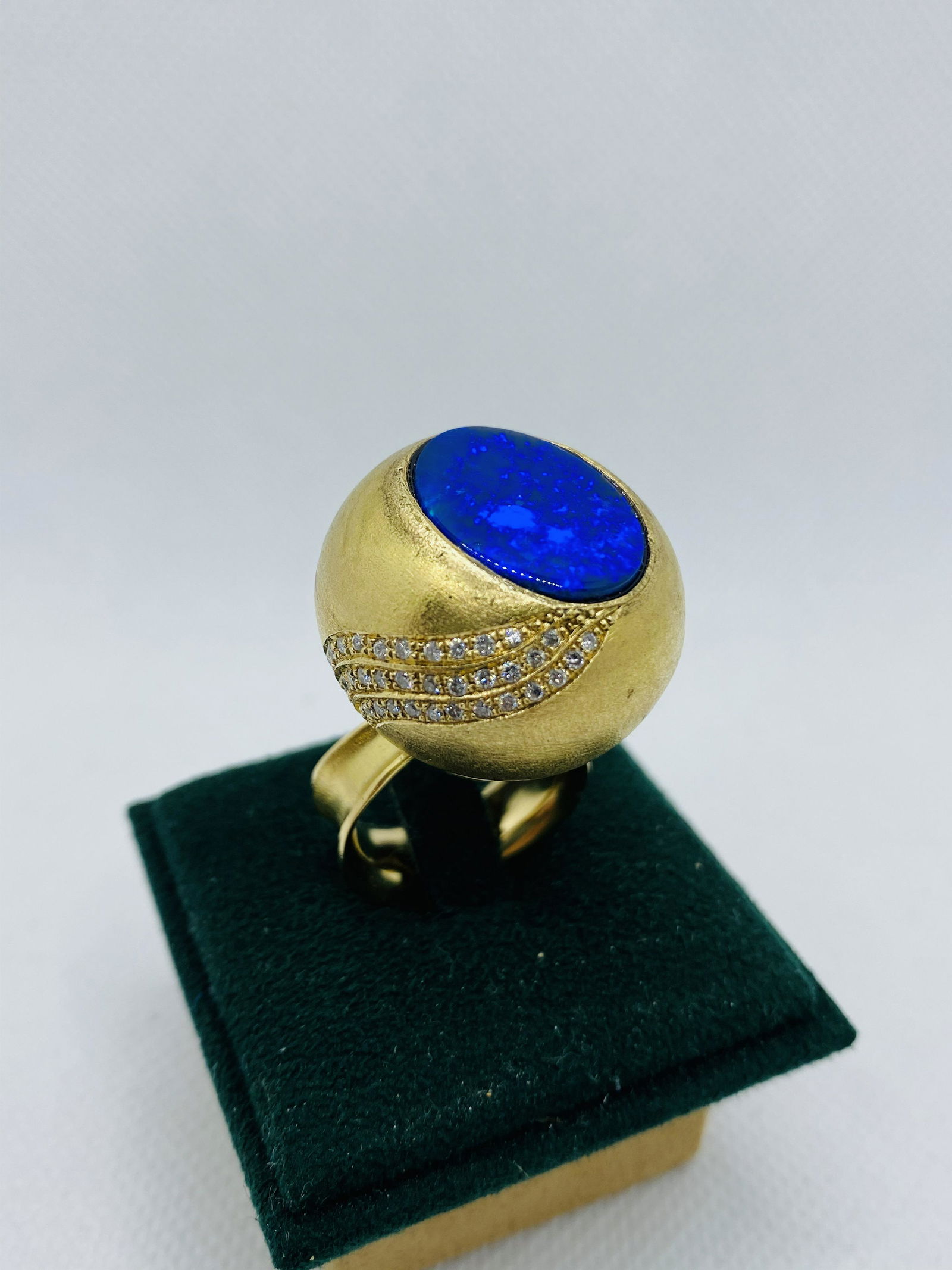 An Opal Doublet Diamond 18K Gold Ball Ring (1 of 13)