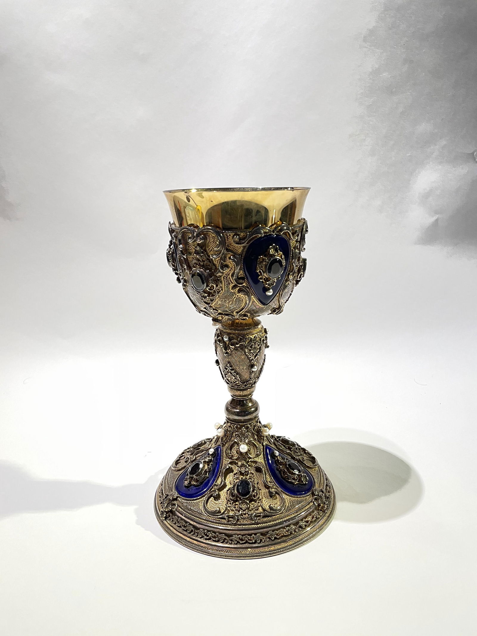 AUSTRO-HUNGARIAN CHALICE 925 Silver Enamel Jewels (1 of 15)