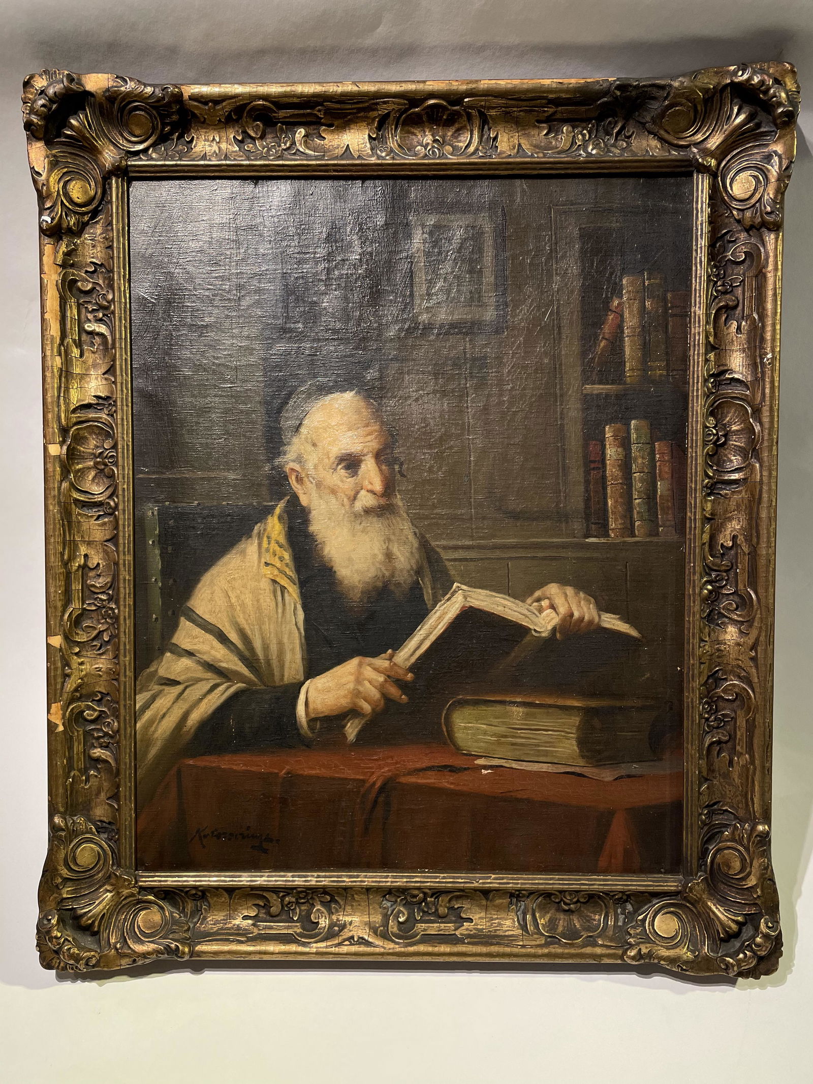 Antique Judaica Rabbi Painting - Oil On Canvas 19th C. (1 of 17)