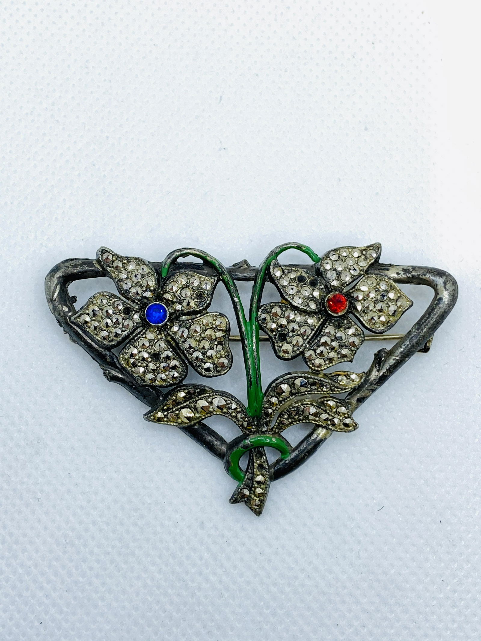 1920's Art Deco Costume Jewelry Enamel Brooch Pin (1 of 9)