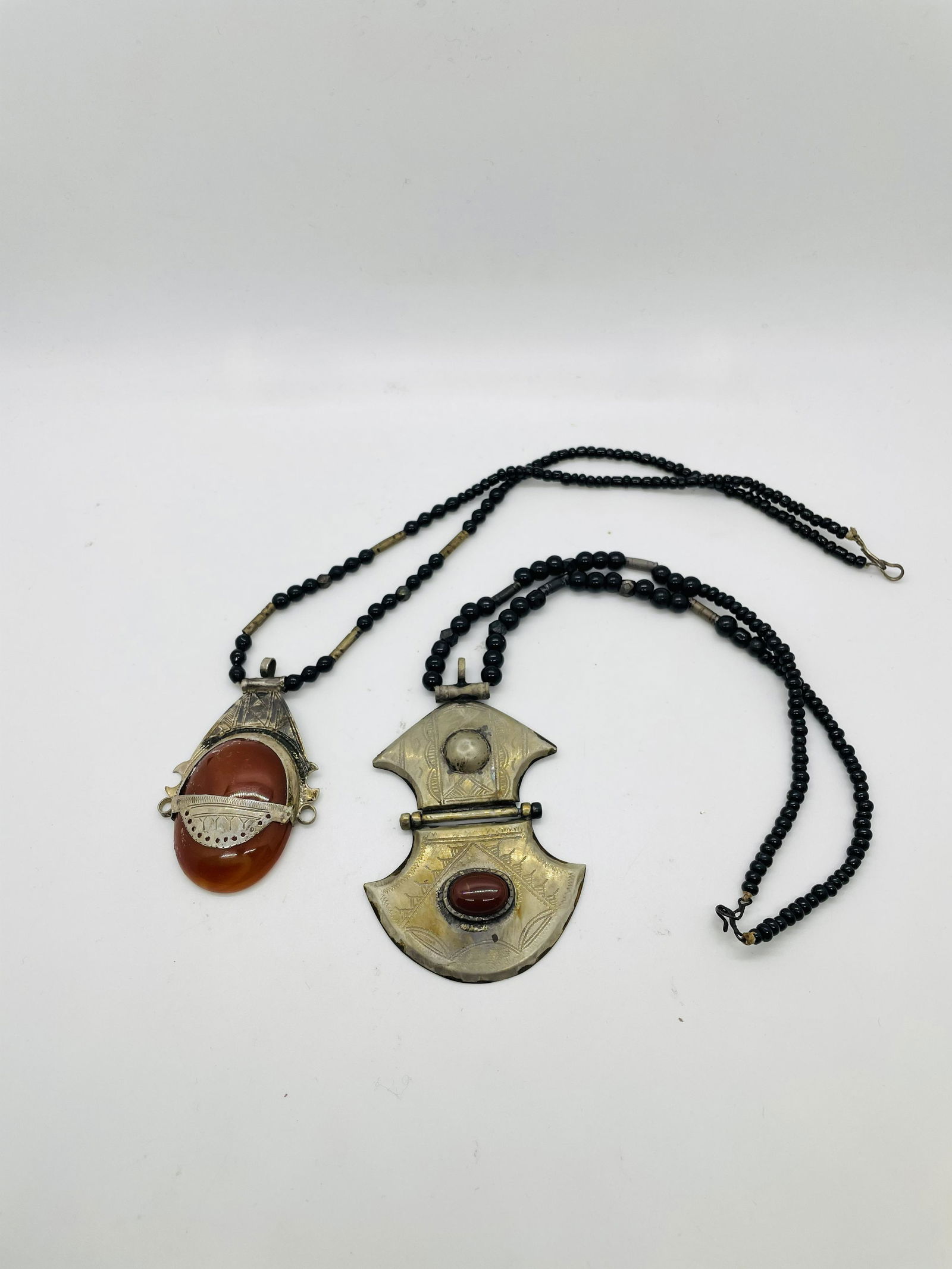 Lot of 2 Silver Middle Eastern Agate Necklace (1 of 7)