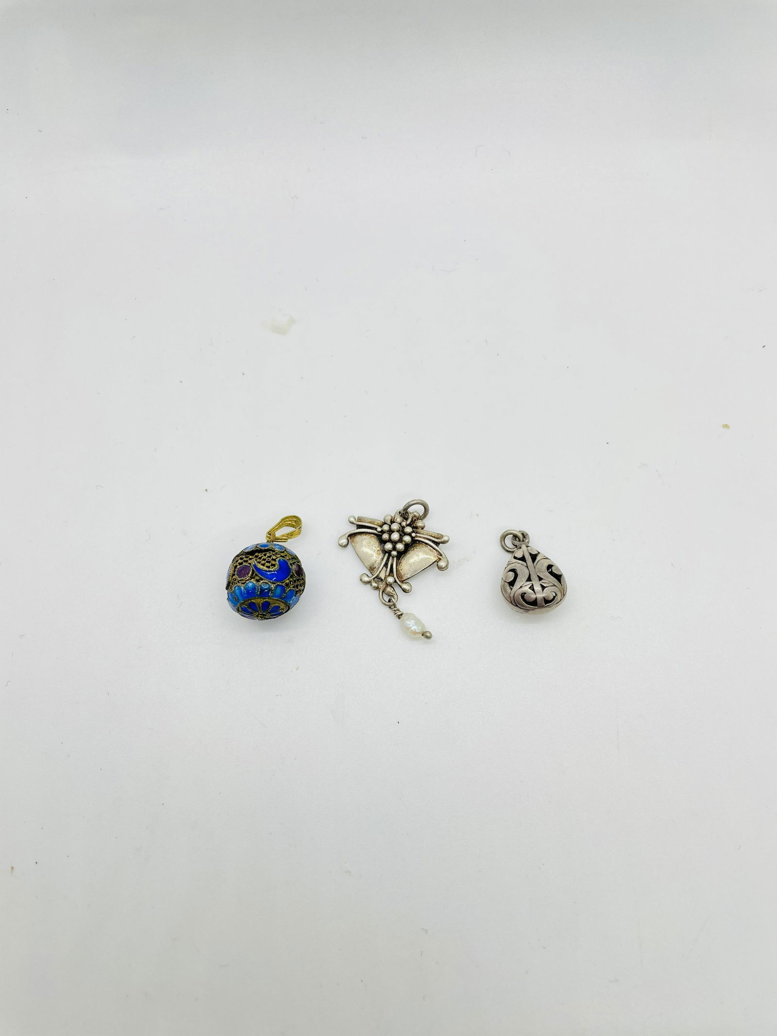 Lot of 3 Silver Enamel, Art Nouveau Pendent (1 of 7)