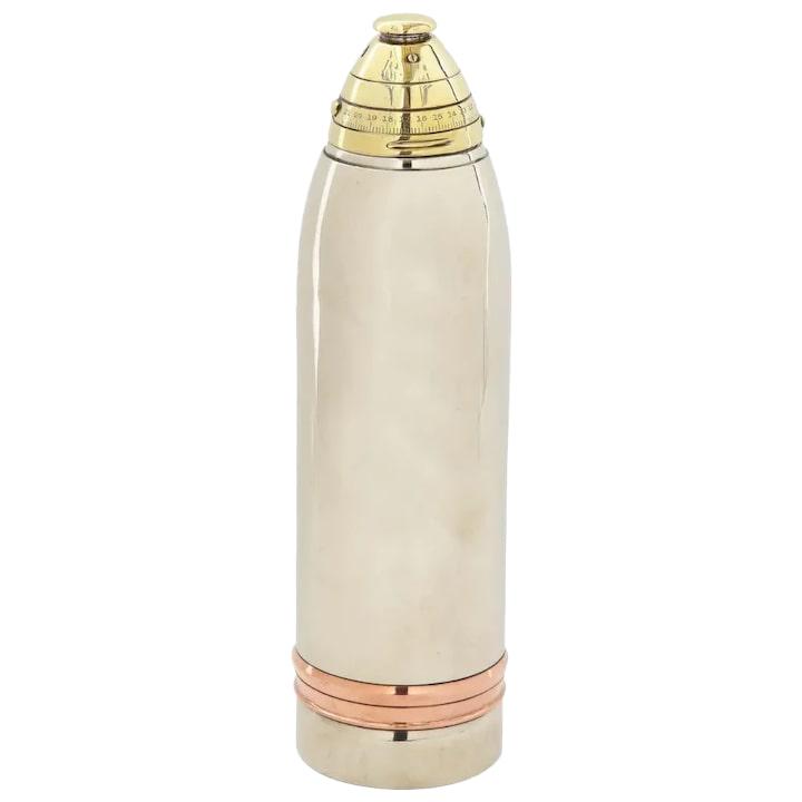 Gorham, a Rare Artillery Shell Cocktail Shaker, circa: Gorham, a rare artillery shell cocktail Shaker, circa 1918Made by the Gorham Silver Company, This Shaker is one of the most famous models ever produced and, as a drink-making kit, it is a model of eff