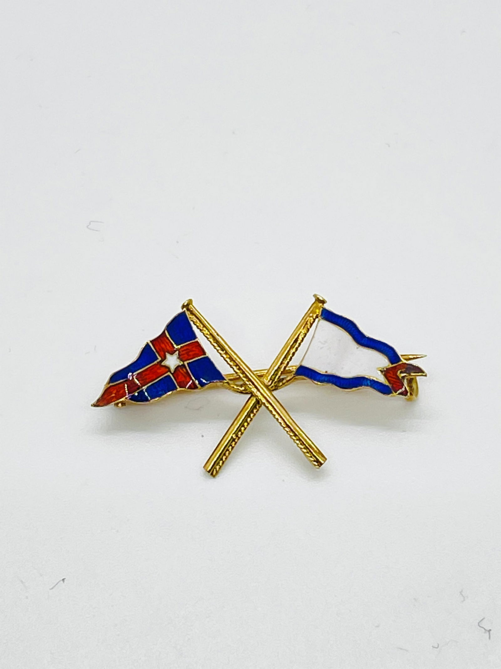 Gold Enamel Nautical Flags Double Flag Brooch Pin: Gold Enamel Nautical Flags Double Flag Brooch Pin