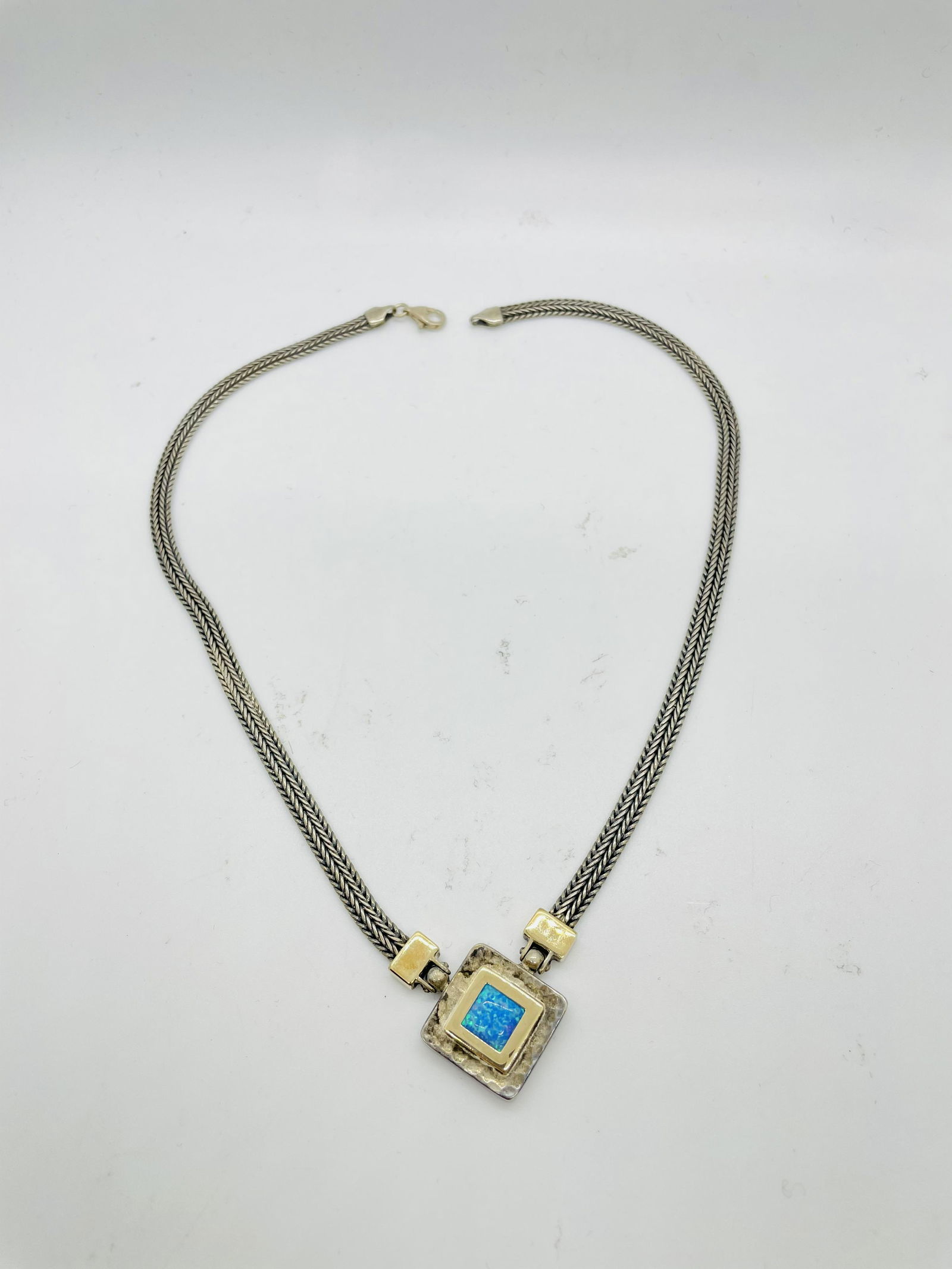 Vintage Sterling Silver Opal Necklace (1 of 8)
