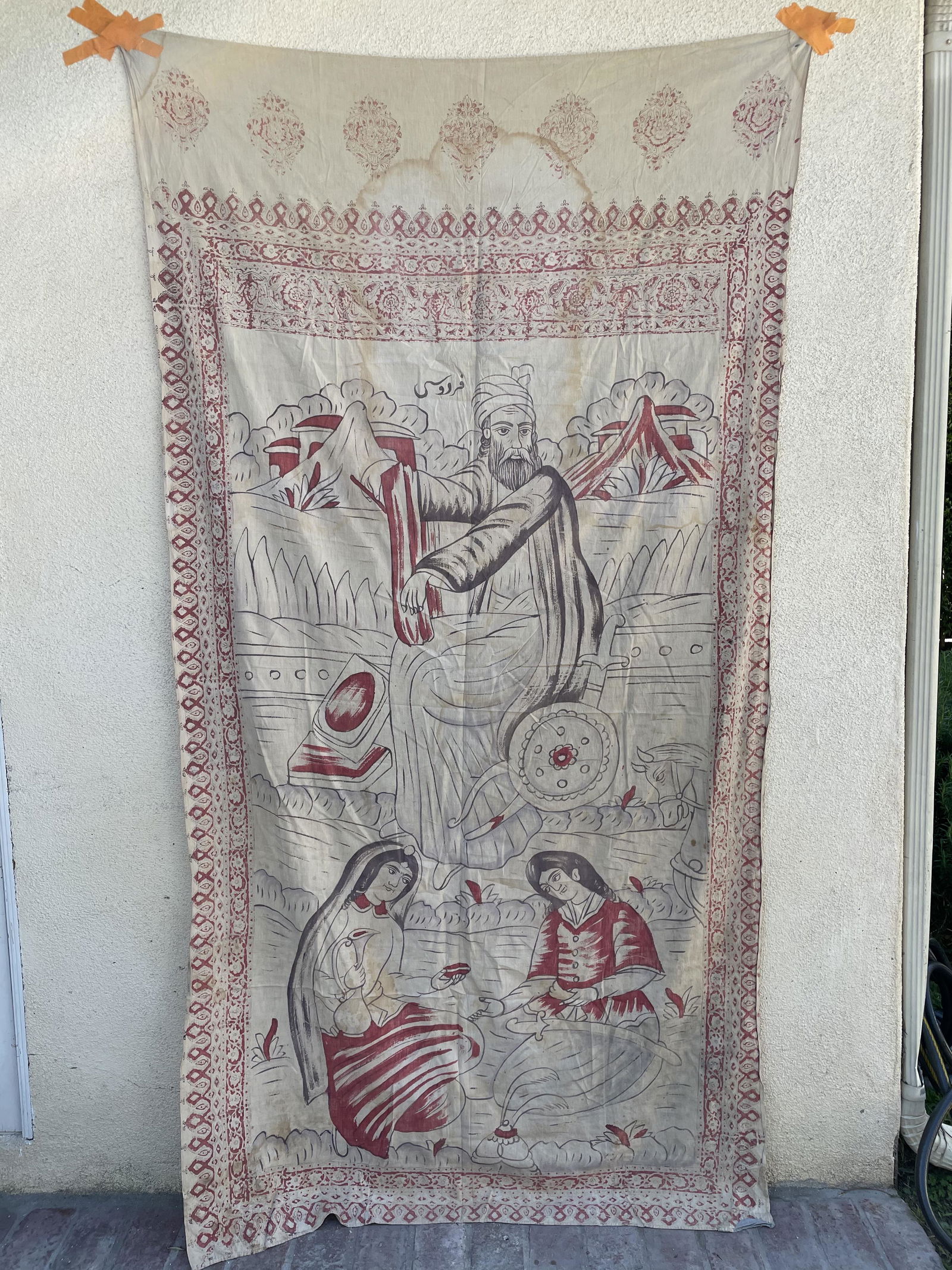 Antique Persian Block Print Hand Painted Curtain (1 of 13)