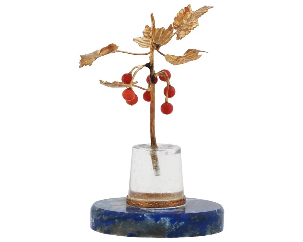 Russian Gold Coral Crystal Azurite Rowan Branch (1 of 5)